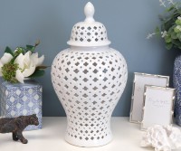 Astor Lace White Ginger Jar - Large