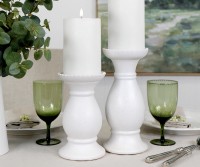 Tall Southall White Ceramic Candle Holder