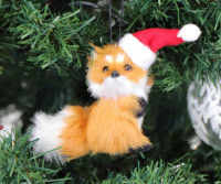 Fox with Santa Hat Decoration