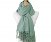 York Cashmere Blend Fringed Scarf - Mint Green