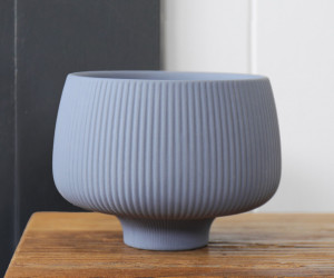 Alana Blue Ribbed Plant Pot