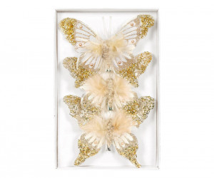 Set 3 Golden Frost Butterfly Decorations