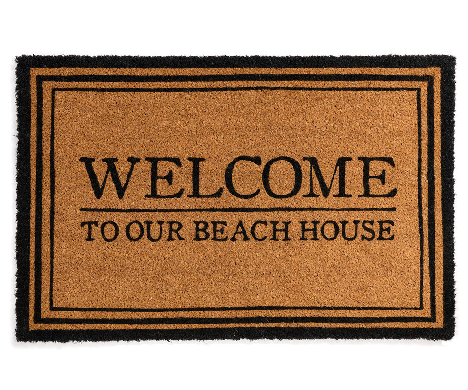 Black Welcome To Our Beach House Doormat