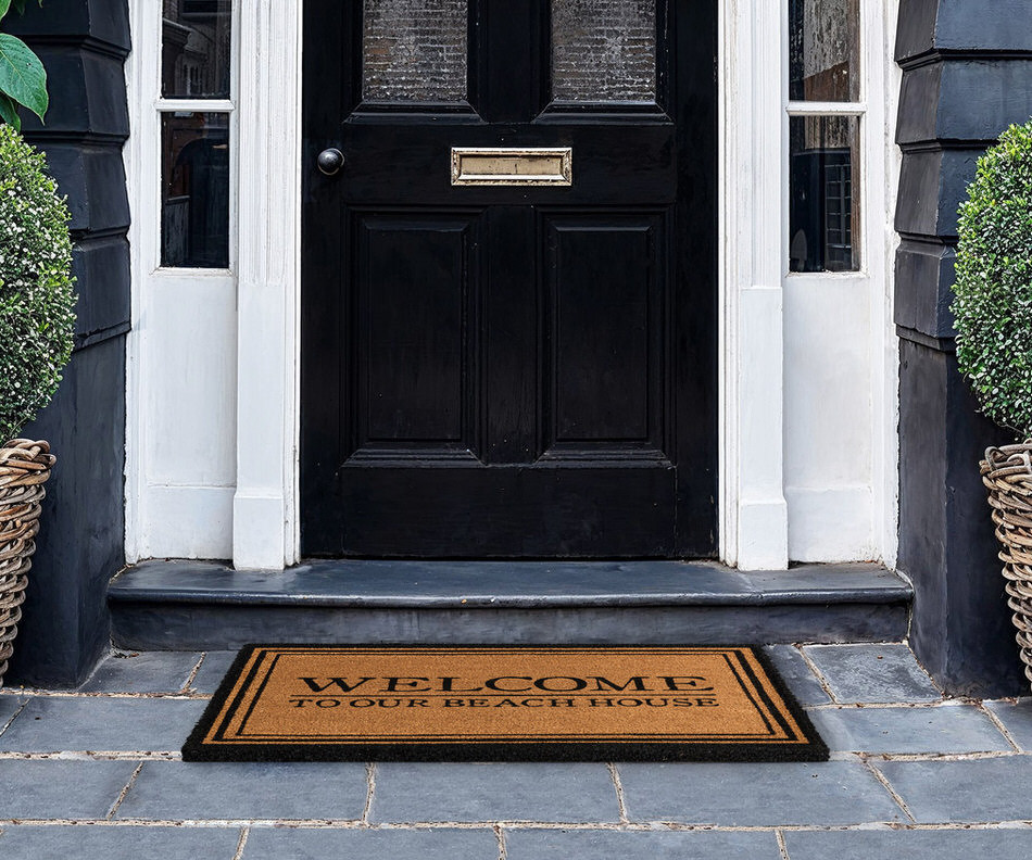 Black Welcome To Our Beach House Doormat