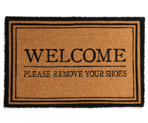 Black Welcome 'Please Remove Your Shoes' Doormat