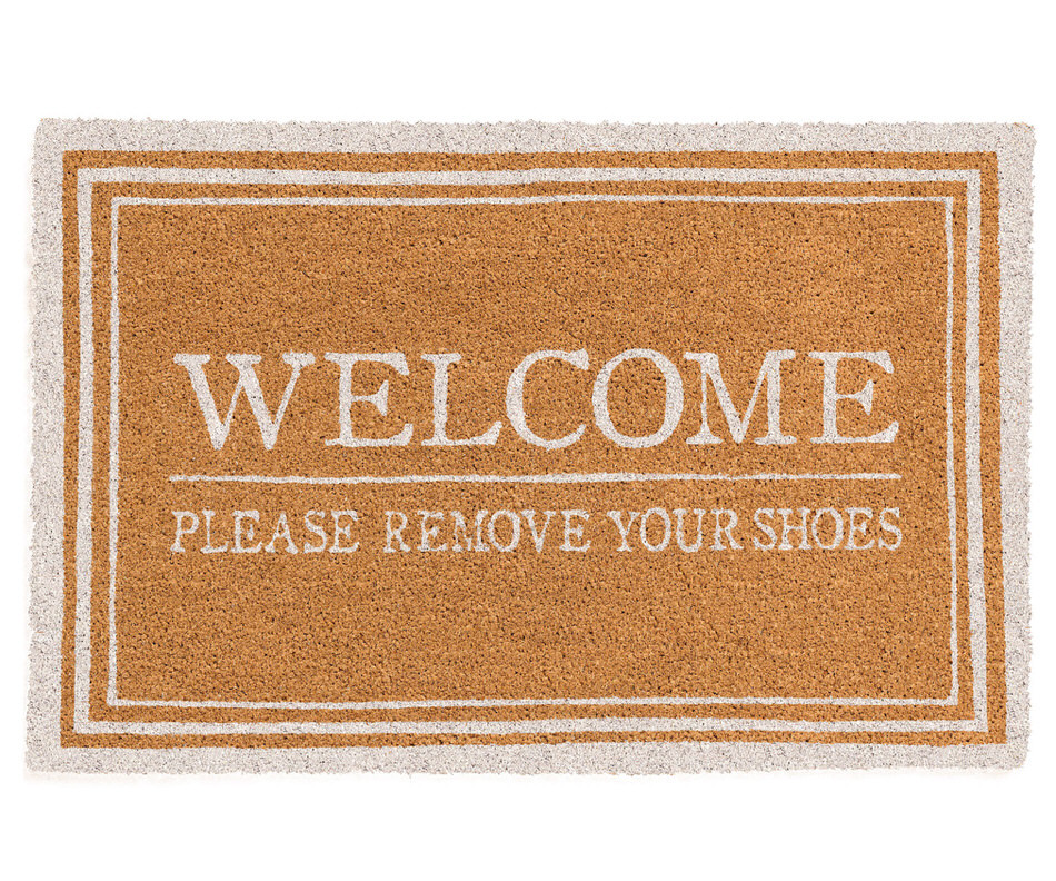 White Welcome 'Please Remove Your Shoes' Doormat