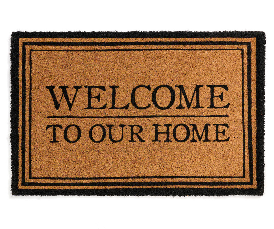 Black Welcome To Our Home Doormat