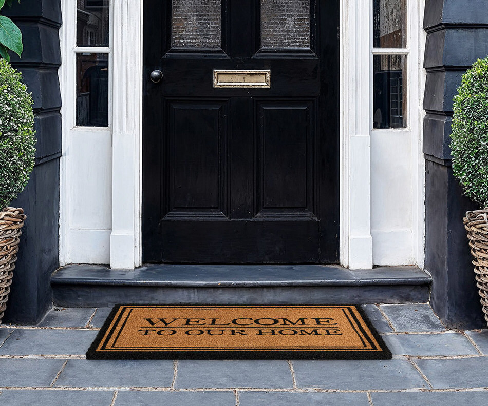 Black Welcome To Our Home Doormat