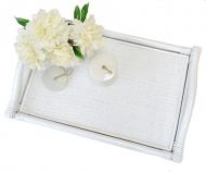 Raffles White Rattan Tray Large