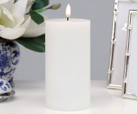 15cm White Lux Collection Flameless Candle - 8cm Wide