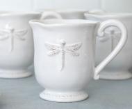 Set 4 Dragonfly Mugs - White French Provincial Mugs