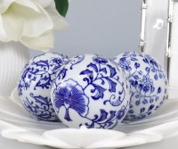 Wisteria Set 3 Blue & White Ceramic Balls Small