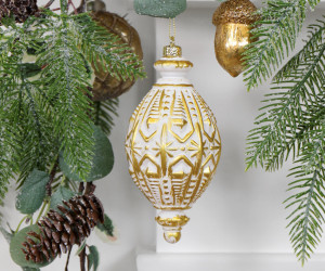 Peregrine Gold Spindle Christmas Tree Bauble