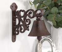 Wilton Vintage Wall Bell Scroll Detail - Cast Iron Doorbell