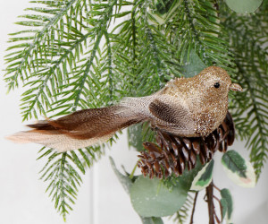 Duchess Gold Glitter Bird Tree Decoration