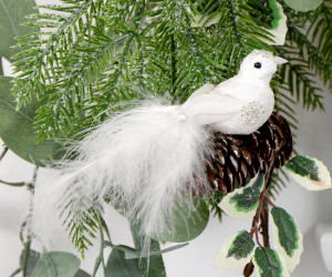 Serena White Glitter Bird Tree Decoration