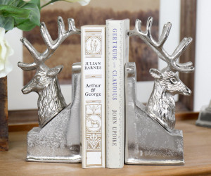 Set of 2 Bergen Silver Stag Bookends