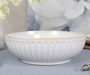 Marguerite Fluted White Serving Bowl