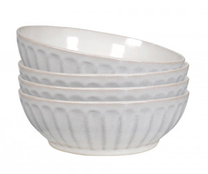 Set 4 Marguerite Fluted White Bowls