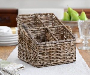 Breton Rattan Cutlery Caddy