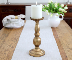 Short Bargello Antique Gold Candlestick