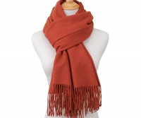 York Cashmere Blend Fringed Scarf - Terracotta