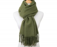 York Cashmere Blend Fringed Scarf - Khaki