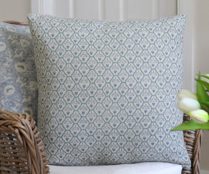 Blue Samara Scallop Blockprint Cushion