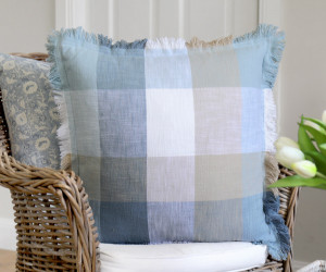 Aubrey Blue Country Check Cushion