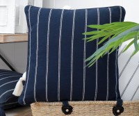 St Malo Navy Pinstripe Cushion 40cm