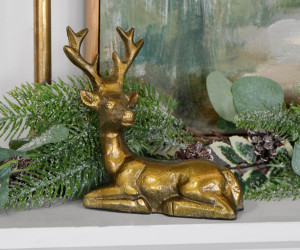 Antique Gold Reindeer - Seated