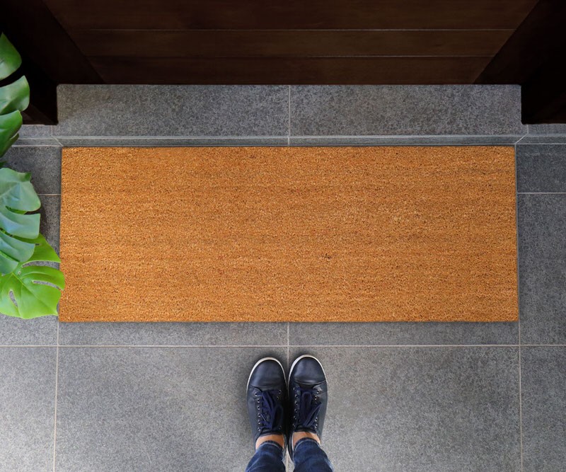 Long Plain Coir Doormat 120x45cm PVC Backed Doormats large and