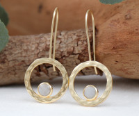 Comet Moonstone Gold Earrings