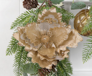 Gold Paloma Velvet Flower Tree Decoration