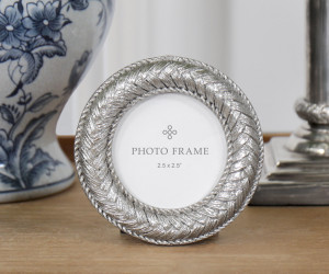 Round Florian Silver Braid Photo Frame 2.5x2.5