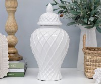 Bromley Diamond White Ginger Jar- Small