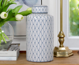 Tall Maillons Blue Ginger Jar