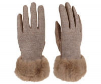 Ascot Fur Trim Winter Gloves - Coffee