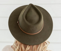 Petra Crushable Olive Wool Fedora Hat