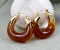 Marmara Tortoiseshell Amber Hoops