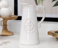 Rocheford Fleur de Lys White Jug - Tall