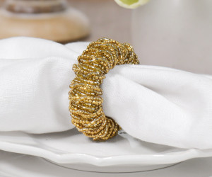 Set 4 Cleo Gold Bead Napkin Rings