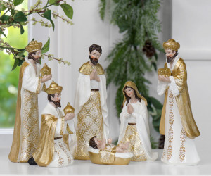 Celestial Gold & White Nativity Set