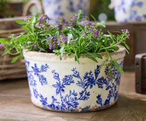 Large Arden Blue Floral Wide Planter