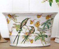 Large Oval Emerald Hummingbird Planter Pot