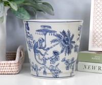 Medium Kipling Blue Monkeys Planter Pot