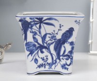 Bird of Paradise Planter Pot - Small Square Tapered Pot