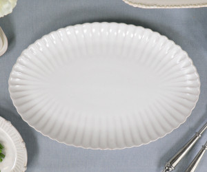 Marguerite Fluted White Oval Platter