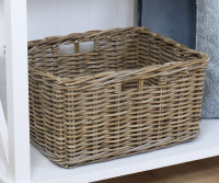 River Rattan Storage Basket Antique Grey 44cm