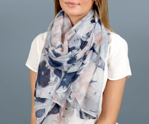 Mackenna Navy & Pink Watercolour Scarf